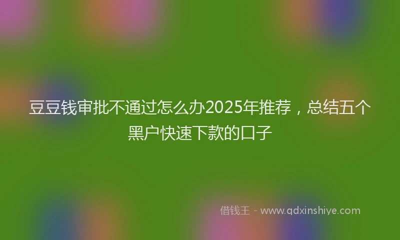 豆豆钱审批不通过怎么办2025年推荐，总结五个黑户快速下款的口子