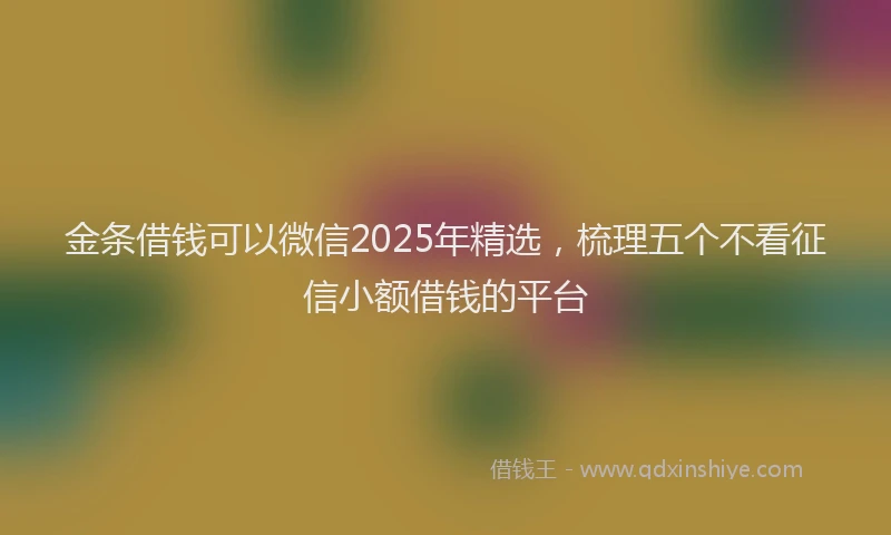 金条借钱可以微信2025年精选，梳理五个不看征信小额借钱的平台