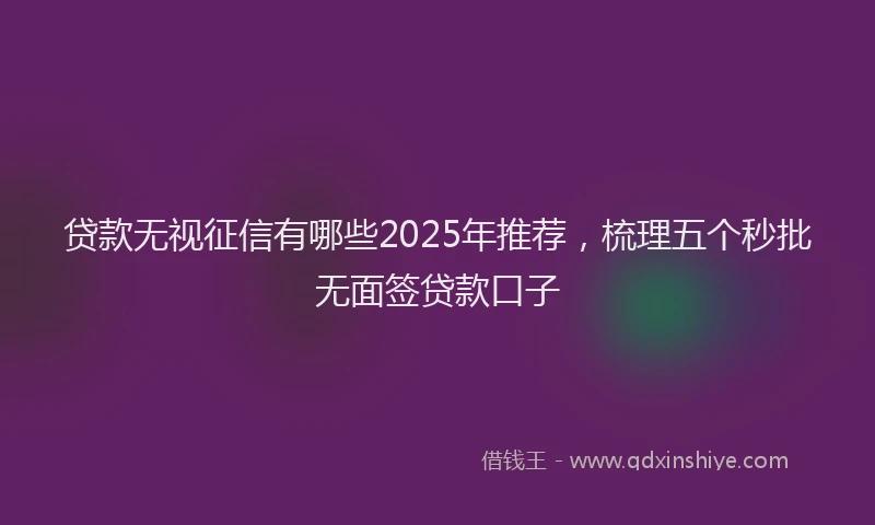 贷款无视征信有哪些2025年推荐，梳理五个秒批无面签贷款口子