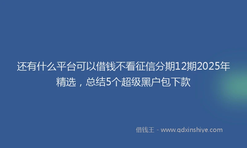 还有什么平台可以借钱不看征信分期12期2025年精选，总结5个超级黑户包下款