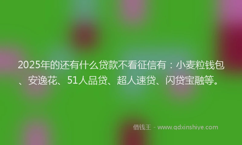 2025年的还有什么贷款不看征信有：小麦粒钱包、安逸花、51人品贷、超人速贷、闪贷宝融等。