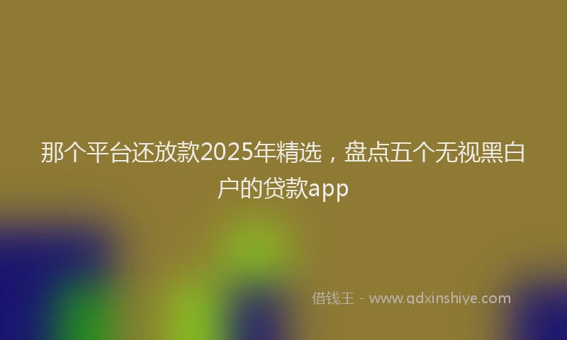 那个平台还放款2025年精选，盘点五个无视黑白户的贷款app