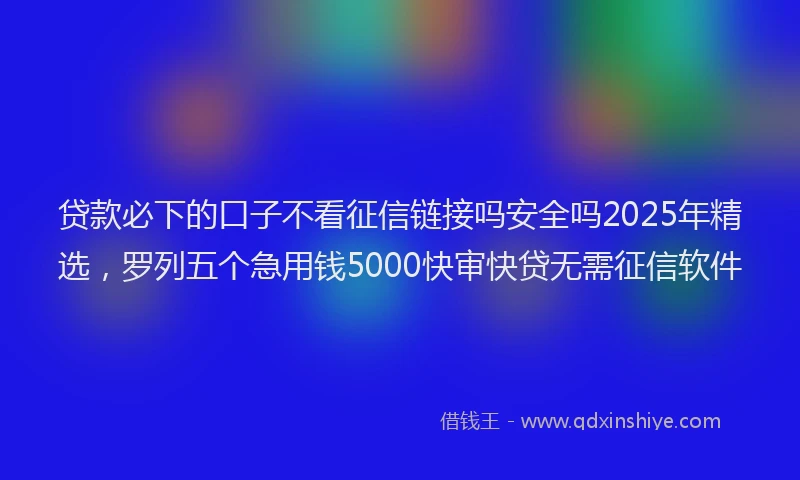 贷款必下的口子不看征信链接吗安全吗2025年精选，罗列五个急用钱5000快审快贷无需征信软件