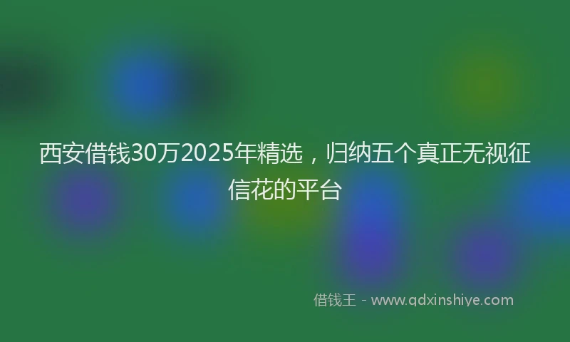 西安借钱30万2025年精选，归纳五个真正无视征信花的平台