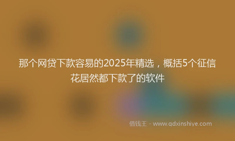 那个网贷下款容易的2025年精选，概括5个征信花居然都下款了的软件