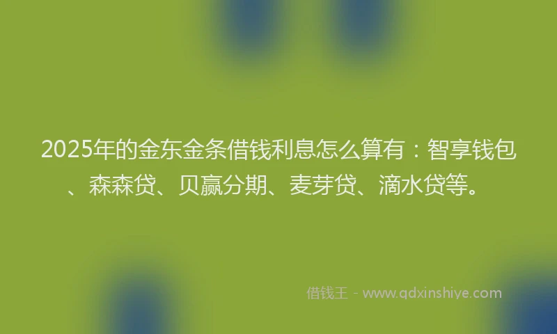 2025年的金东金条借钱利息怎么算有：智享钱包、森森贷、贝赢分期、麦芽贷、滴水贷等。