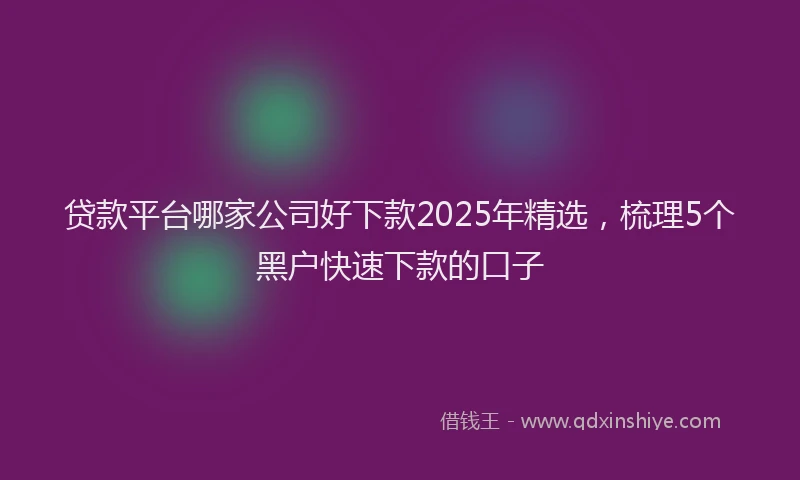 贷款平台哪家公司好下款2025年精选，梳理5个黑户快速下款的口子