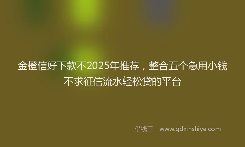 金橙信好下款不2025年推荐，整合五个急用小钱不求征信流水轻松贷的平台