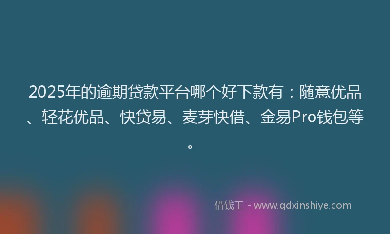 2025年的逾期贷款平台哪个好下款有：随意优品、轻花优品、快贷易、麦芽快借、金易Pro钱包等。