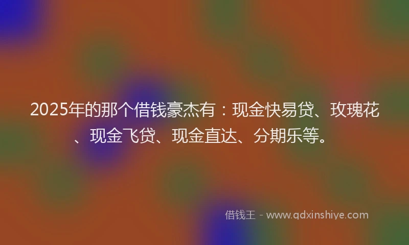 2025年的那个借钱豪杰有：现金快易贷、玫瑰花、现金飞贷、现金直达、分期乐等。