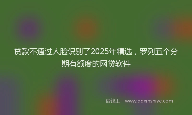 贷款不通过人脸识别了2025年精选，罗列五个分期有额度的网贷软件