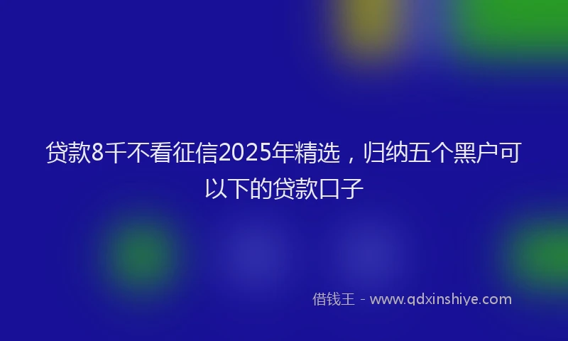 贷款8千不看征信2025年精选，归纳五个黑户可以下的贷款口子