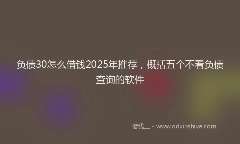 负债30怎么借钱2025年推荐，概括五个不看负债查询的软件