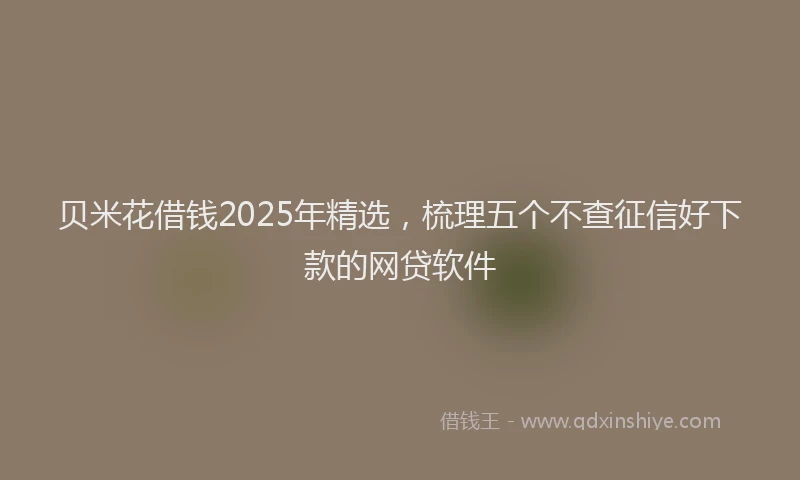 贝米花借钱2025年精选，梳理五个不查征信好下款的网贷软件