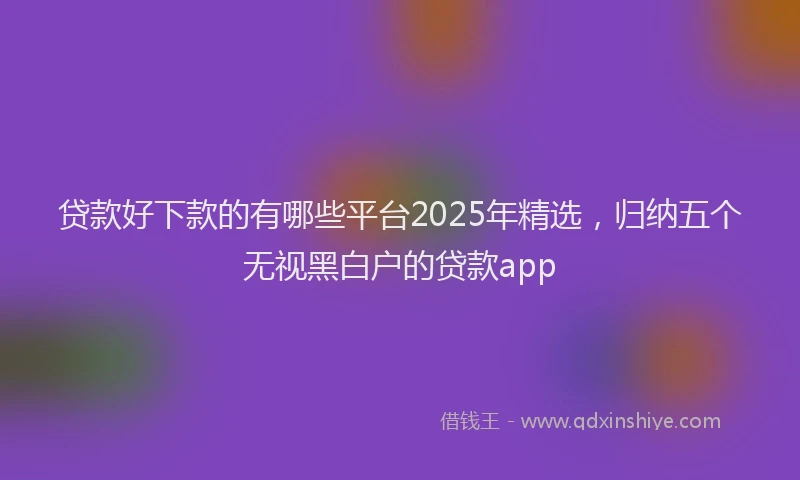 贷款好下款的有哪些平台2025年精选，归纳五个无视黑白户的贷款app