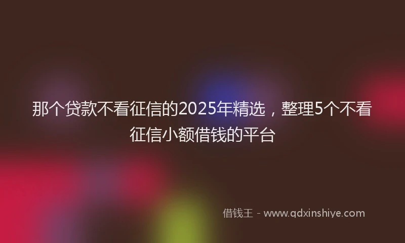 那个贷款不看征信的2025年精选，整理5个不看征信小额借钱的平台