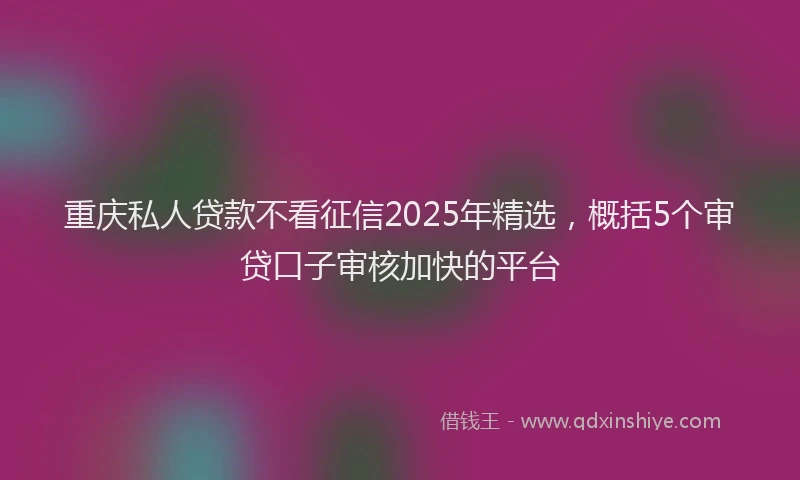 重庆私人贷款不看征信2025年精选，概括5个审贷口子审核加快的平台