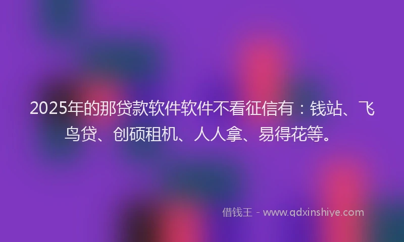 2025年的那贷款软件软件不看征信有：钱站、飞鸟贷、创硕租机、人人拿、易得花等。