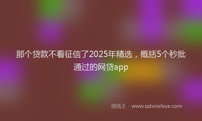 那个贷款不看征信了2025年精选，概括5个秒批通过的网贷app