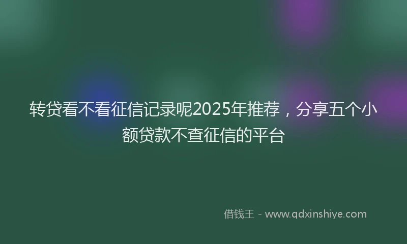 转贷看不看征信记录呢2025年推荐，分享五个小额贷款不查征信的平台