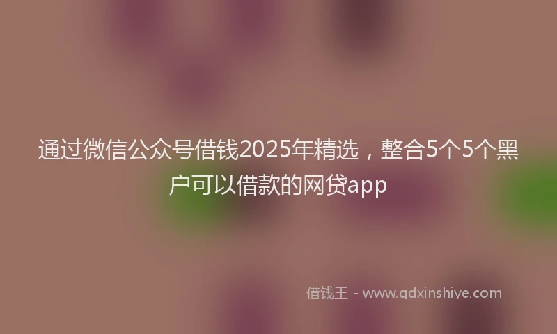 通过微信公众号借钱2025年精选，整合5个5个黑户可以借款的网贷app
