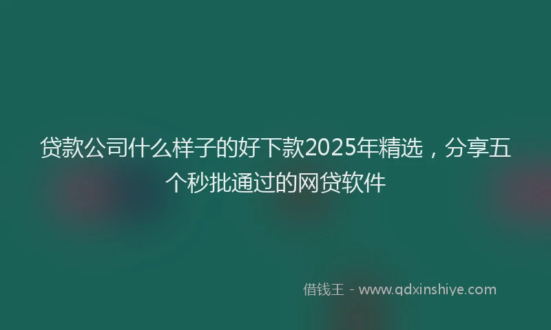 贷款公司什么样子的好下款2025年精选，分享五个秒批通过的网贷软件