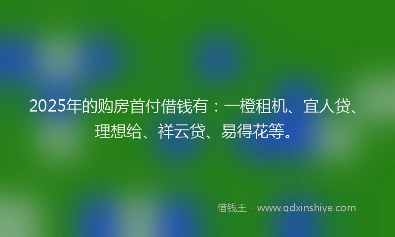 2025年的购房首付借钱有：一橙租机、宜人贷、理想给、祥云贷、易得花等。