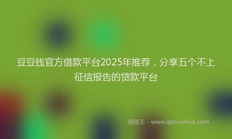豆豆钱官方借款平台2025年推荐，分享五个不上征信报告的贷款平台