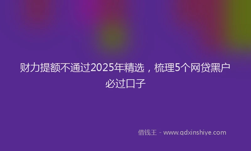 财力提额不通过2025年精选，梳理5个网贷黑户必过口子