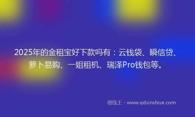 2025年的金租宝好下款吗有：云钱袋、瞬信贷、萝卜易购、一姐租机、瑞泽Pro钱包等。