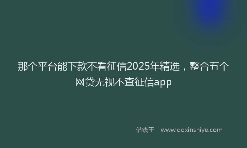 那个平台能下款不看征信2025年精选，整合五个网贷无视不查征信app