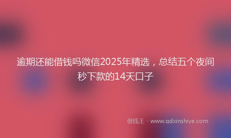 逾期还能借钱吗微信2025年精选，总结五个夜间秒下款的14天口子