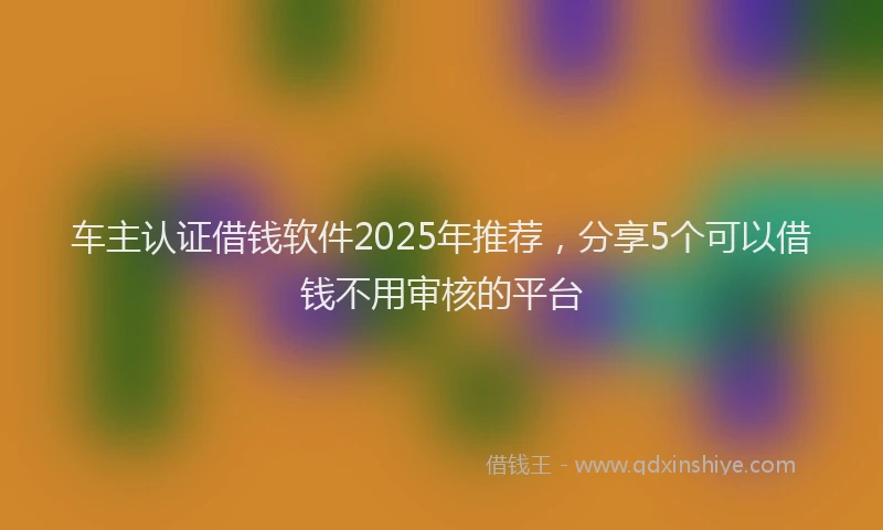 车主认证借钱软件2025年推荐，分享5个可以借钱不用审核的平台