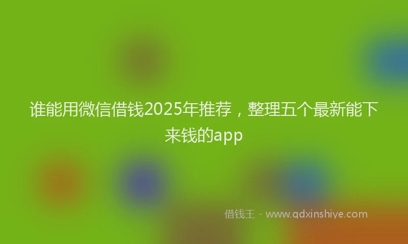 谁能用微信借钱2025年推荐，整理五个最新能下来钱的app