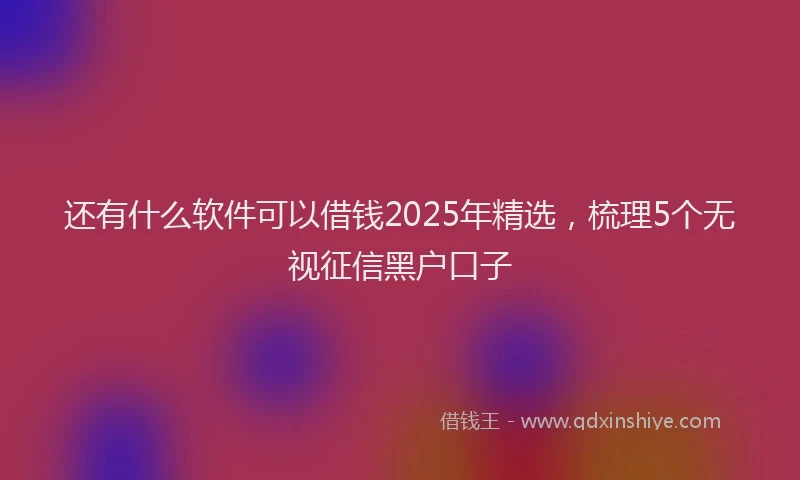 还有什么软件可以借钱2025年精选，梳理5个无视征信黑户口子