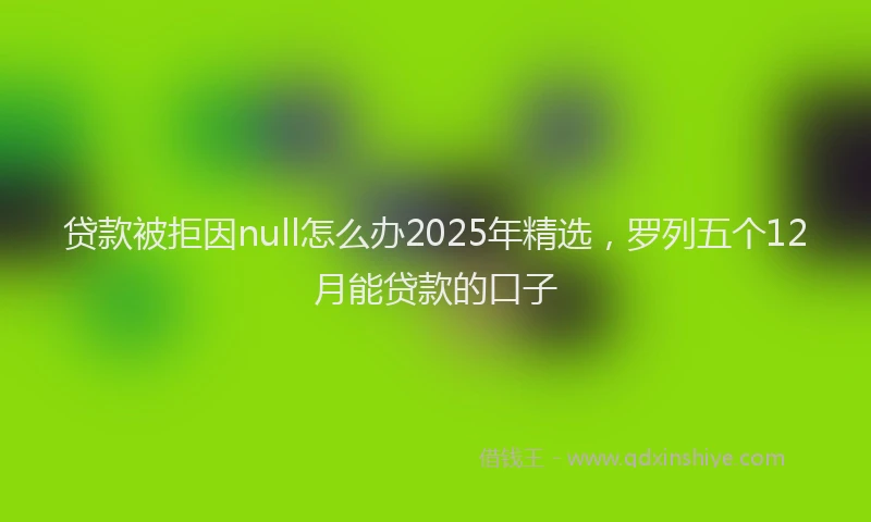 贷款被拒因null怎么办2025年精选，罗列五个12月能贷款的口子