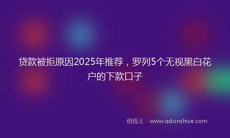 贷款被拒原因2025年推荐，罗列5个无视黑白花户的下款口子