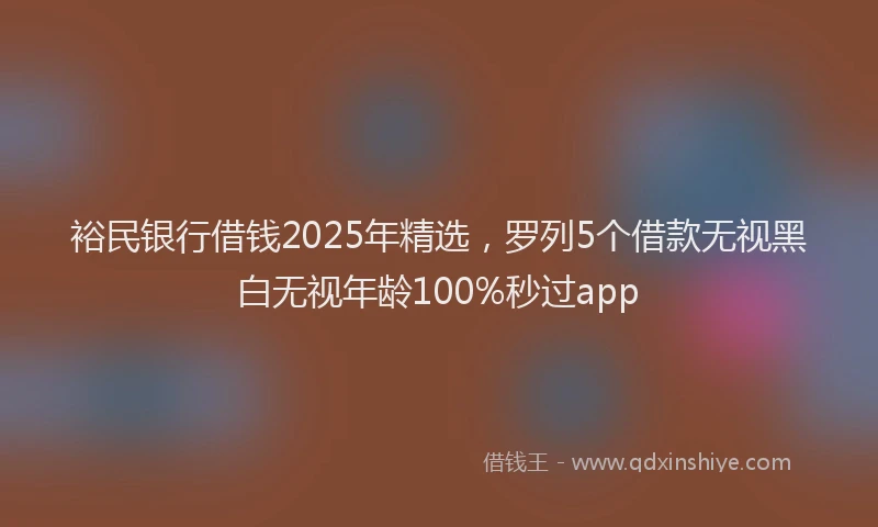 裕民银行借钱2025年精选，罗列5个借款无视黑白无视年龄100%秒过app