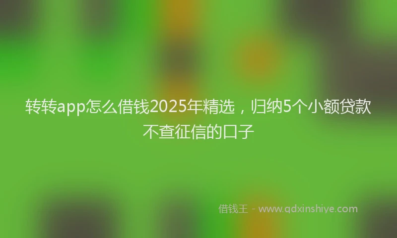 转转app怎么借钱2025年精选，归纳5个小额贷款不查征信的口子
