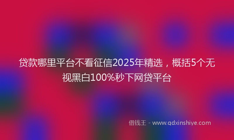 贷款哪里平台不看征信2025年精选，概括5个无视黑白100%秒下网贷平台
