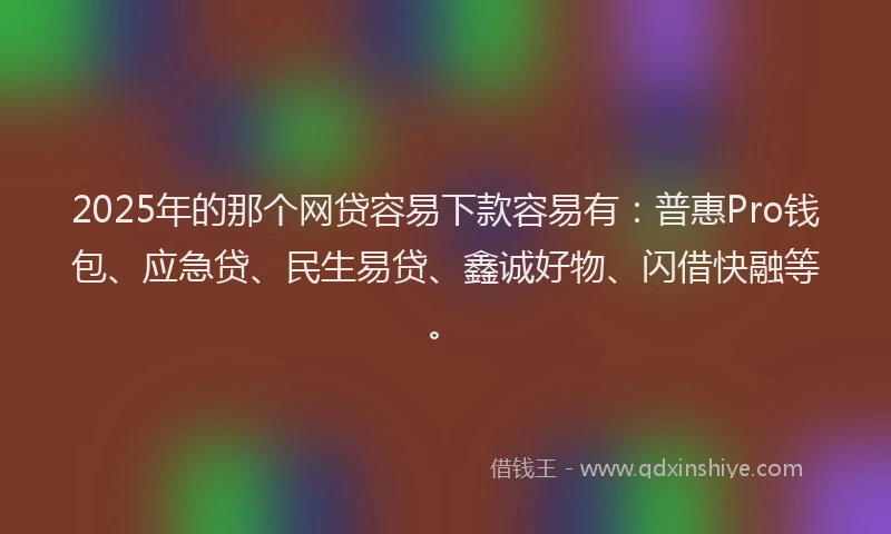 2025年的那个网贷容易下款容易有：普惠Pro钱包、应急贷、民生易贷、鑫诚好物、闪借快融等。