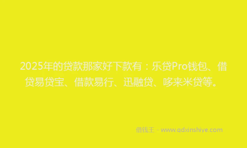 2025年的贷款那家好下款有：乐贷Pro钱包、借贷易贷宝、借款易行、迅融贷、哆来米贷等。