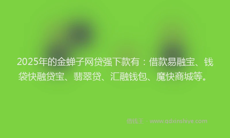2025年的金蝉子网贷强下款有：借款易融宝、钱袋快融贷宝、翡翠贷、汇融钱包、魔快商城等。