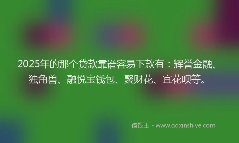 2025年的那个贷款靠谱容易下款有：辉誉金融、独角兽、融悦宝钱包、聚财花、宜花呗等。