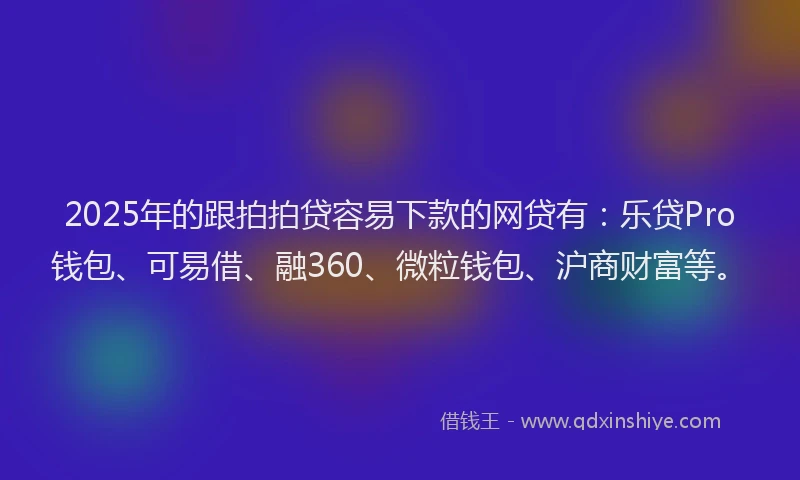 2025年的跟拍拍贷容易下款的网贷有：乐贷Pro钱包、可易借、融360、微粒钱包、沪商财富等。