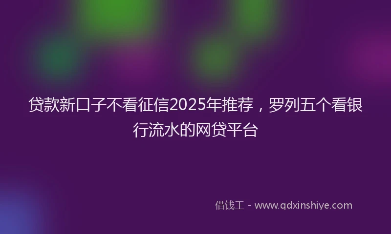 贷款新口子不看征信2025年推荐，罗列五个看银行流水的网贷平台