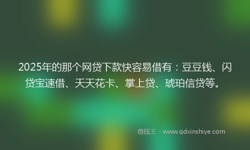 2025年的那个网贷下款快容易借有：豆豆钱、闪贷宝速借、天天花卡、掌上贷、琥珀信贷等。