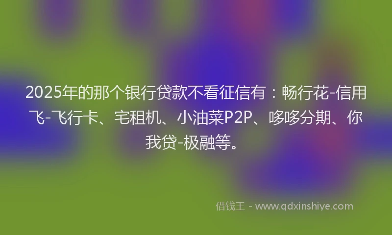 2025年的那个银行贷款不看征信有：畅行花-信用飞-飞行卡、宅租机、小油菜P2P、哆哆分期、你我贷-极融等。
