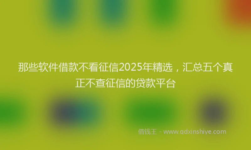 那些软件借款不看征信2025年精选，汇总五个真正不查征信的贷款平台