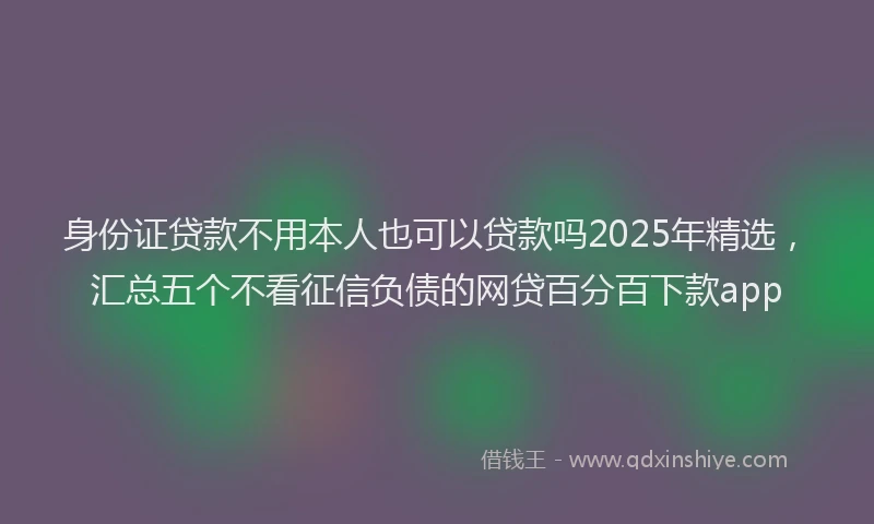 身份证贷款不用本人也可以贷款吗2025年精选，汇总五个不看征信负债的网贷百分百下款app